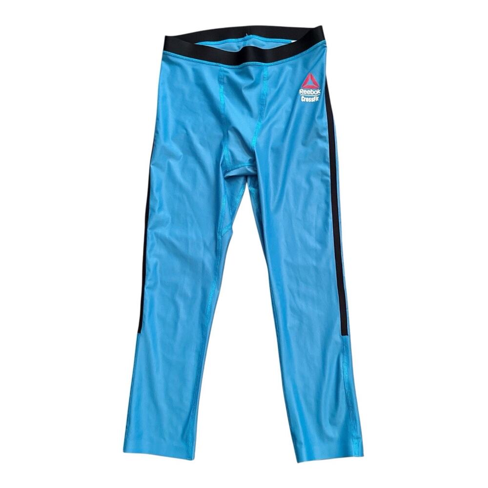 Reebok Crossfit Leggings Womens M Blue Black Compression Training Workout Pants